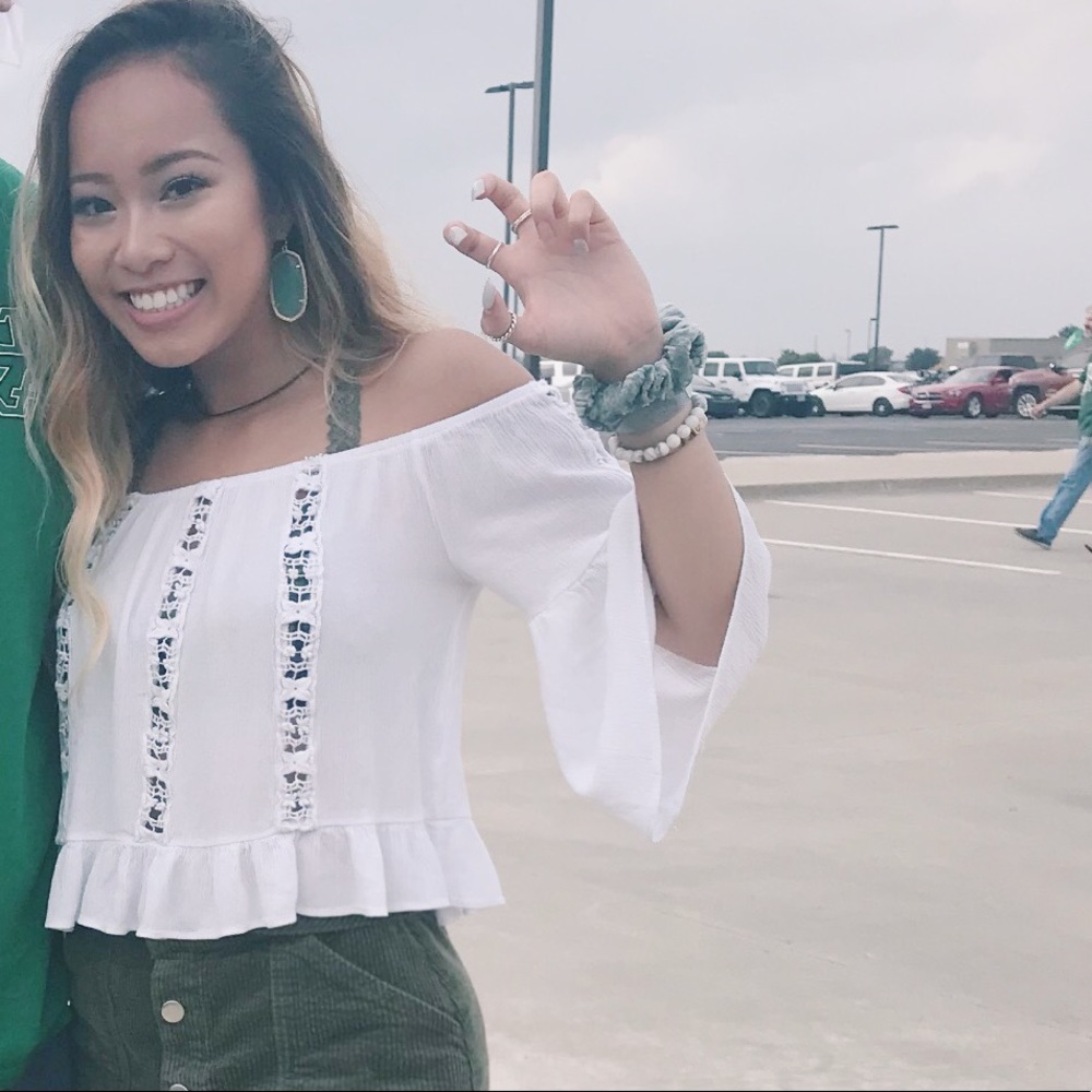 White flowy top